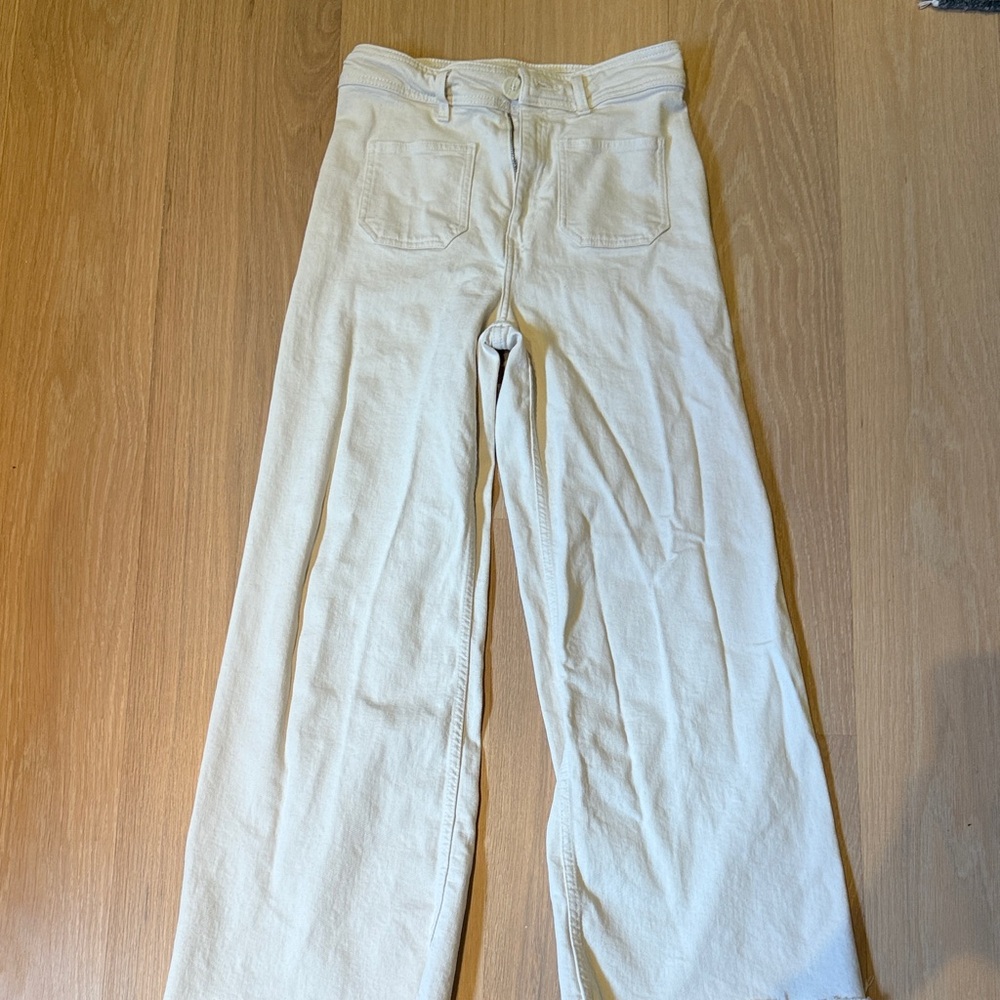 Women’s Cream Wide-Leg Jeans